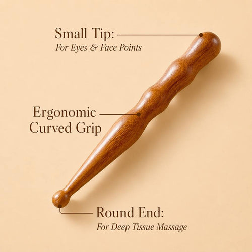 Wooden Acupressure Pen for Face and Body - Manual Deep Tissue Massage Tool for Trigger Point Therapy & Facial Reflexolog